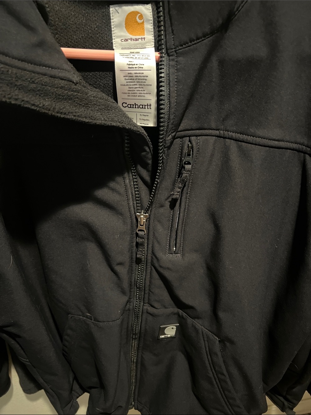 Carhartt Soft Shell Active Jacket Men's Black Nylon Jacket Size Large